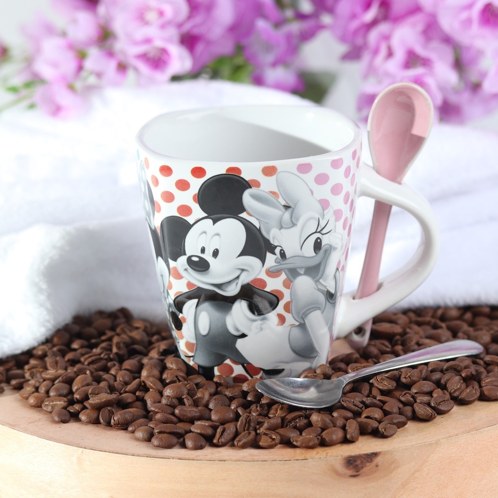Disney Mickey Mouse & Friends Polka Dot Mug with Spoon Set Jerry Leigh Ceramic